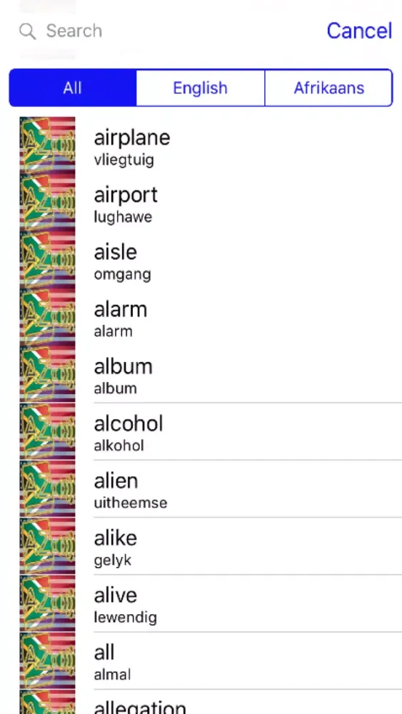 Afrikaans Dictionary GoldEdition Screenshots