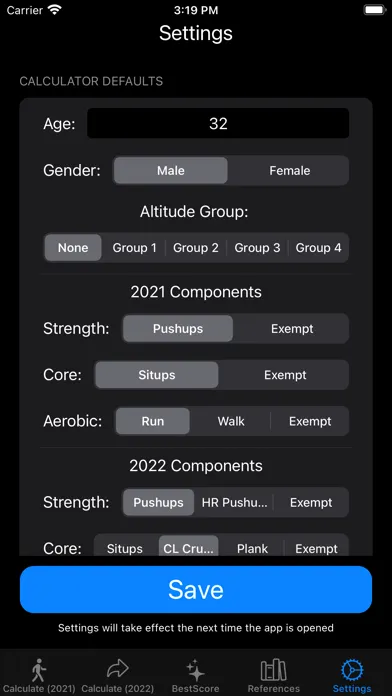 USSF/USAF PFA Calculator应用截图