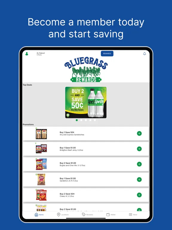 Tangkapan skrin Bluegrass Rewards iPad 