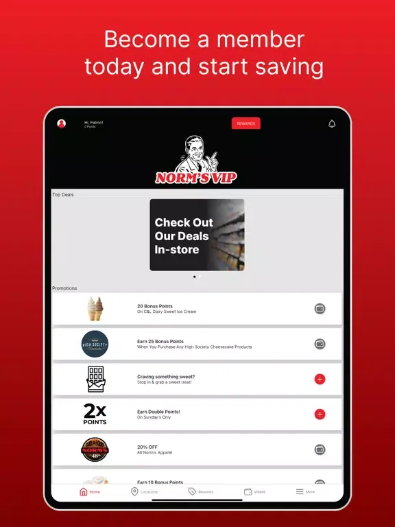 Norm's VIP iPad  Screenshots