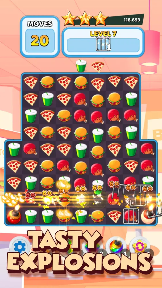 Crush The Burger Match 3 Game Screenshots