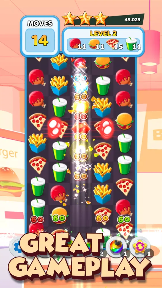 Crush The Burger Match 3 Game Screenshots