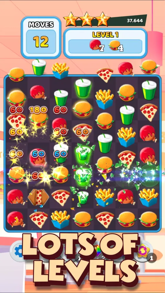 Crush The Burger Match 3 Game Screenshots