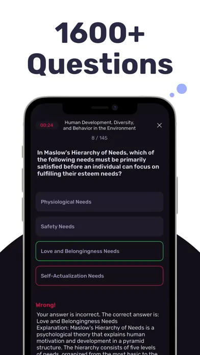 Capturas de pantalla de ASWB BSW Exam Prep Tutor