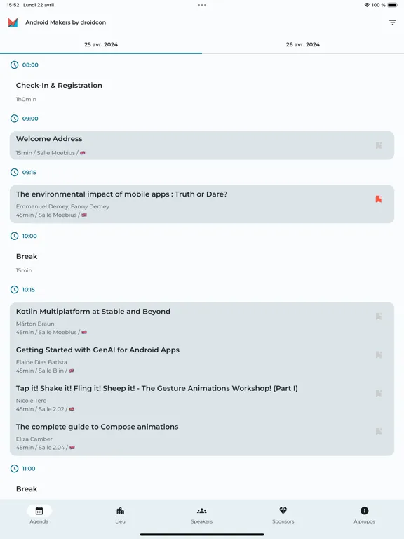 Tangkapan layar AndroidMakers iPad 