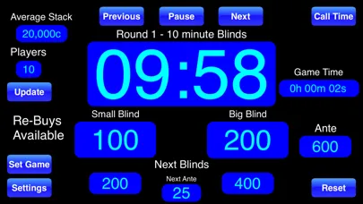 Capturas de tela do Poker Blinds Timekeeper