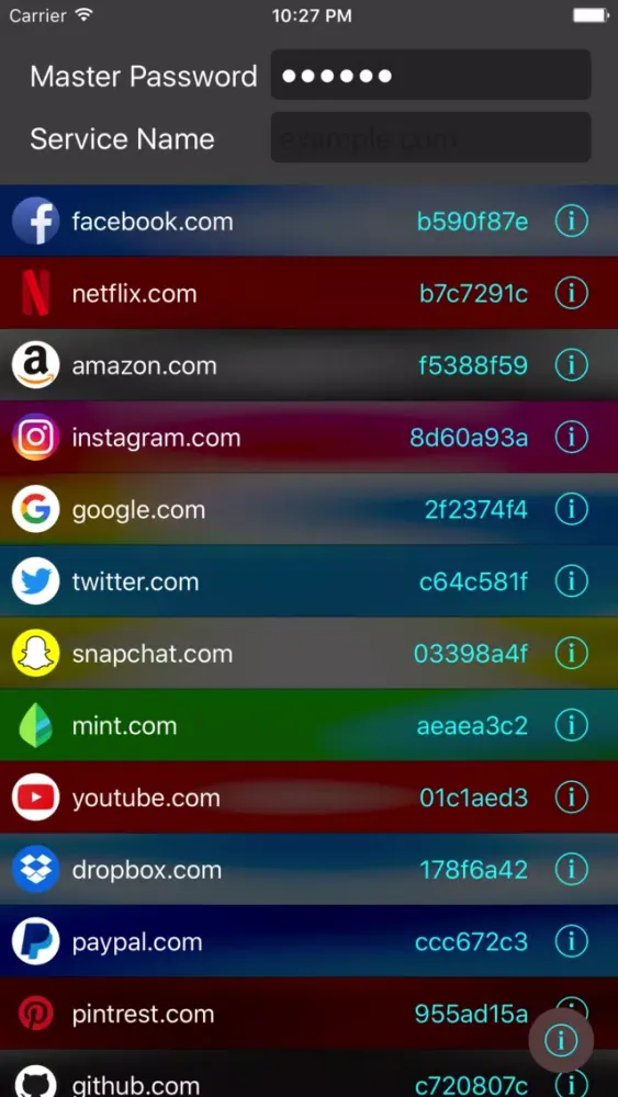 Password Generator for iOS Ekran Görüntüleri