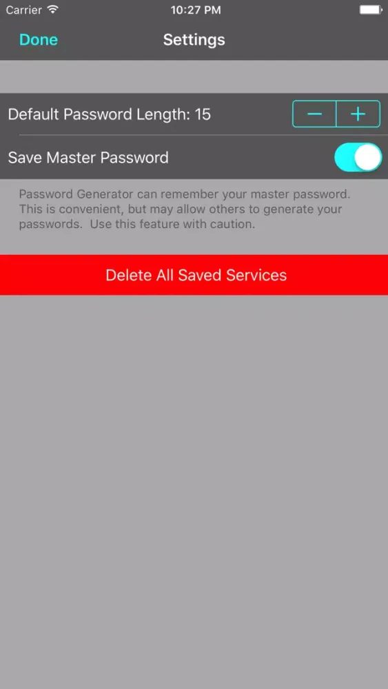 Password Generator for iOS Ekran Görüntüleri