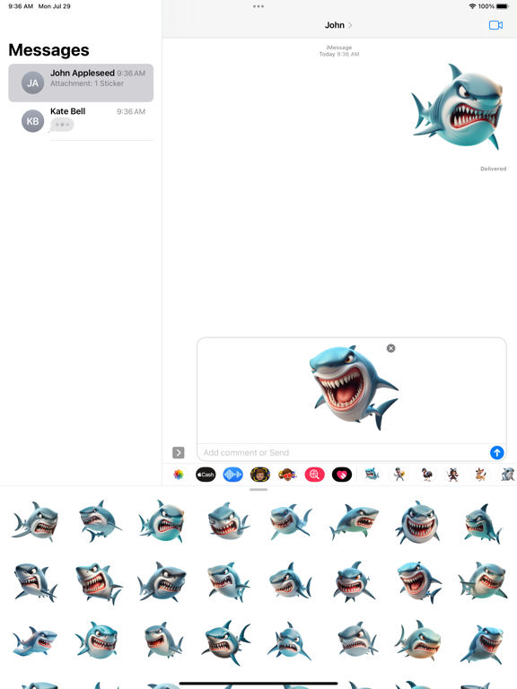 Angry Shark Stickers iPad 应用截图