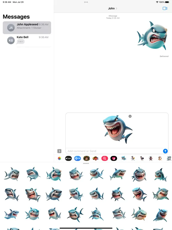 Angry Shark Stickers iPad  स्क्रीनशॉट