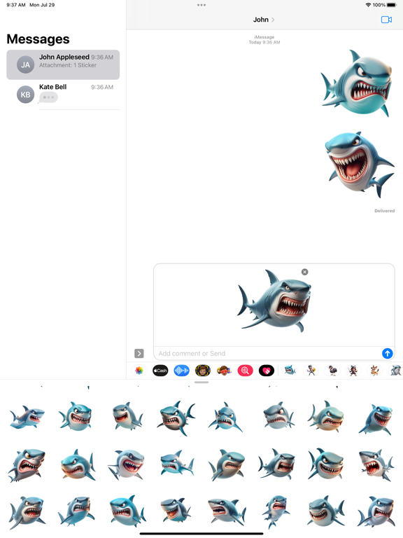 Angry Shark Stickers iPad 应用截图