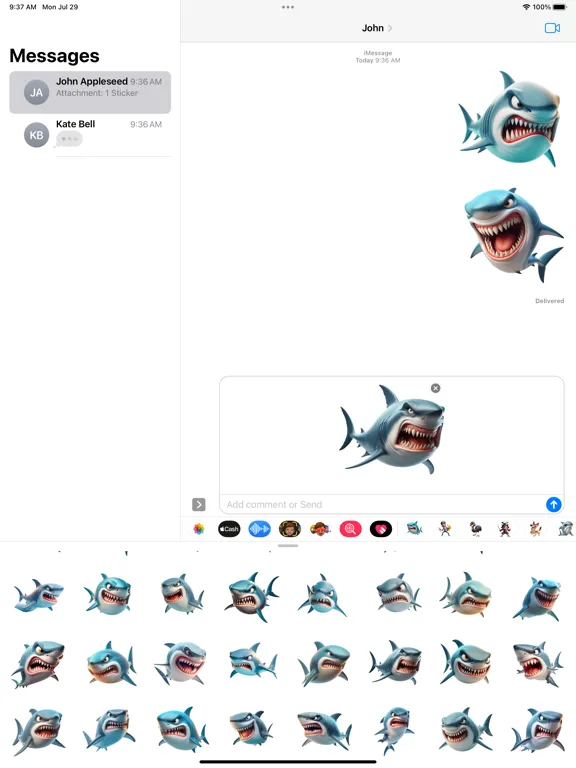 Angry Shark Stickers iPad  स्क्रीनशॉट
