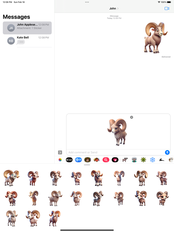 Tangkapan skrin Bighorn Sheep Stickers iPad 