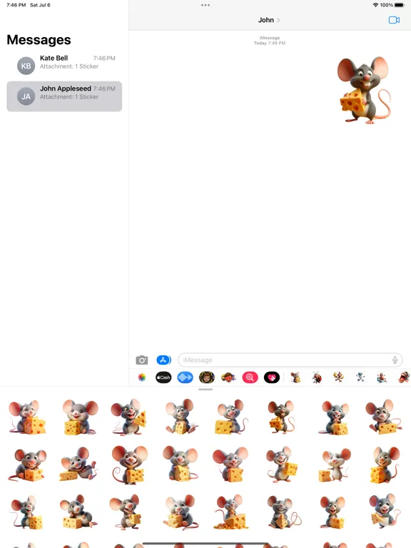 Ảnh chụp màn hình của Cheesy Mouse Stickers iPad 