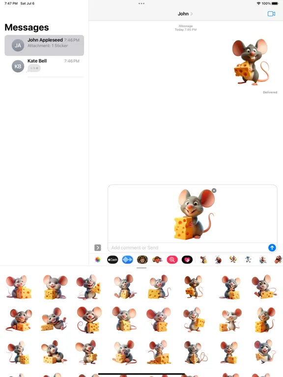 Ảnh chụp màn hình của Cheesy Mouse Stickers iPad 