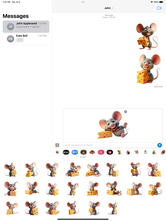 Ảnh chụp màn hình của Cheesy Mouse Stickers iPad 