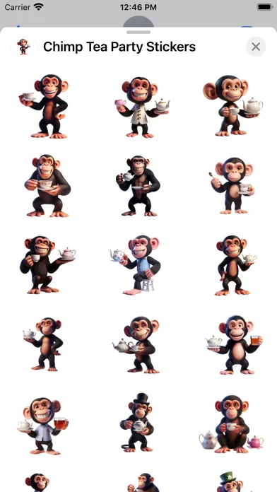 Zrzuty ekranu Chimp Tea Party Stickers