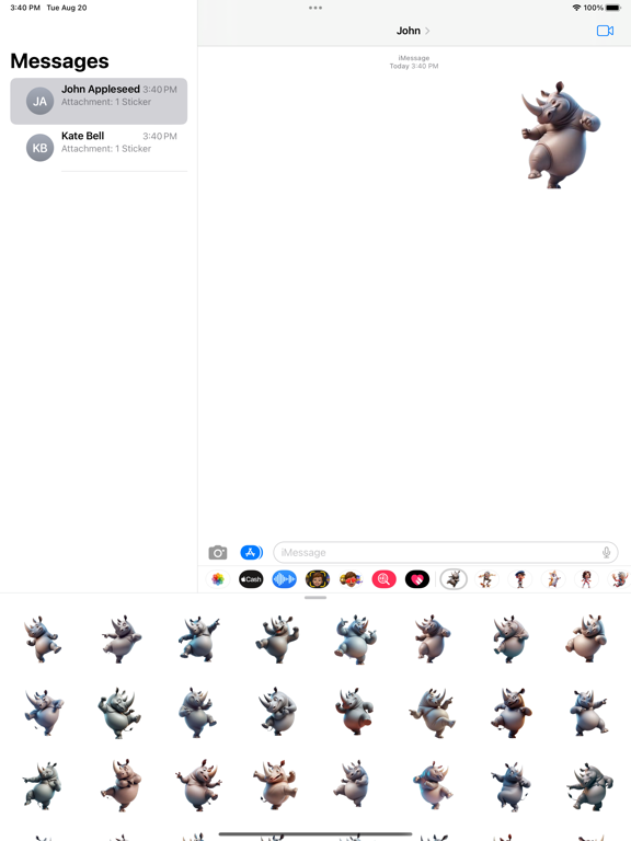 Tangkapan layar Dancing Rhino Stickers iPad 
