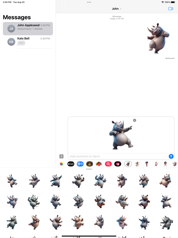 Tangkapan layar Dancing Rhino Stickers iPad 