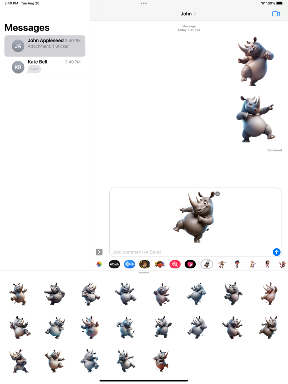 Tangkapan layar Dancing Rhino Stickers iPad 