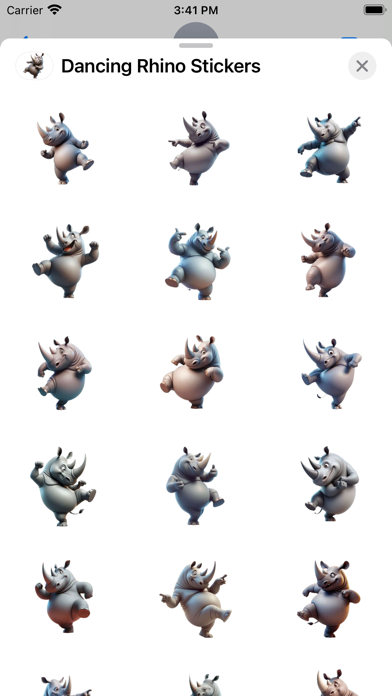 Tangkapan layar Dancing Rhino Stickers