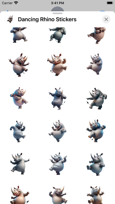 Tangkapan layar Dancing Rhino Stickers