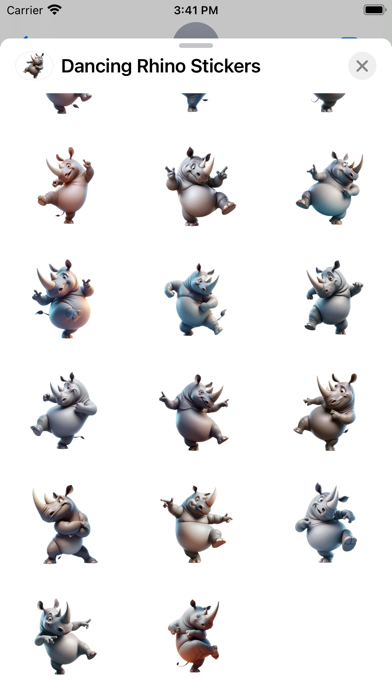 Tangkapan layar Dancing Rhino Stickers