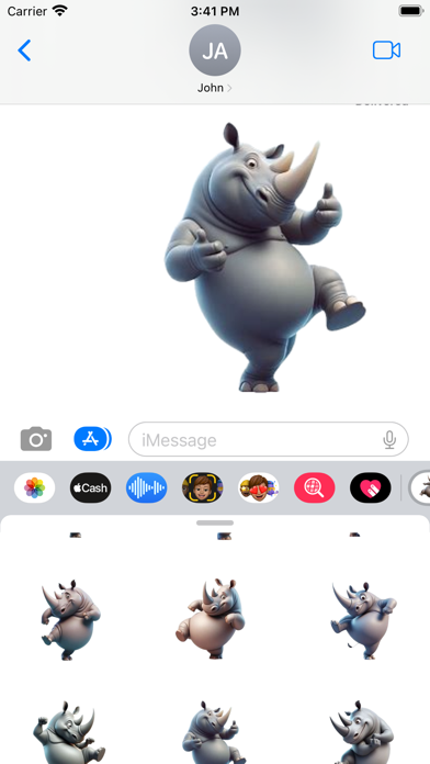 Tangkapan layar Dancing Rhino Stickers