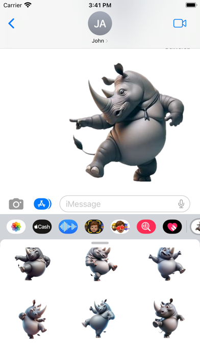 Tangkapan layar Dancing Rhino Stickers