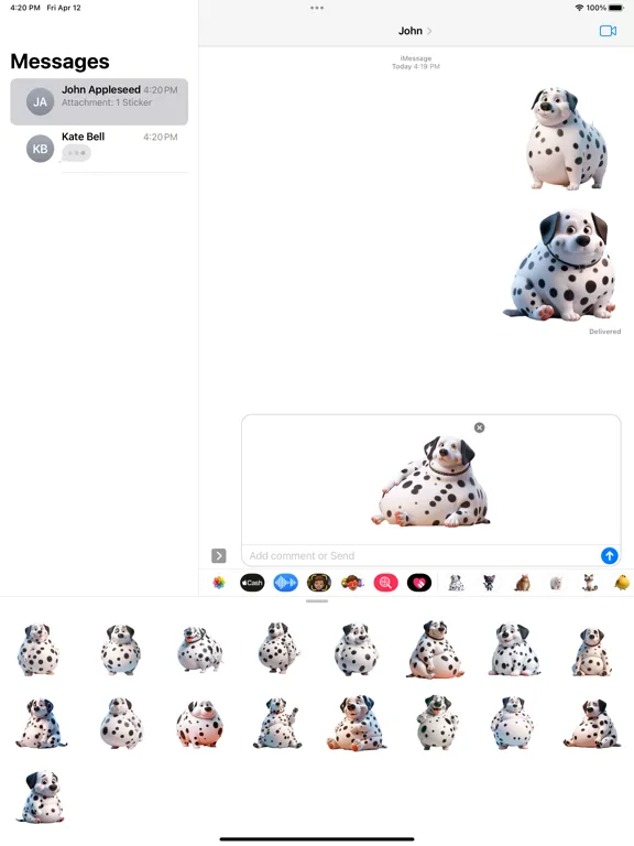 Fat Dalmatian Stickers iPad 應用截圖