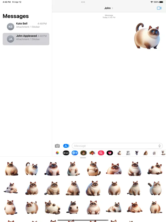Tangkapan skrin Fat Siamese Cat Stickers iPad 