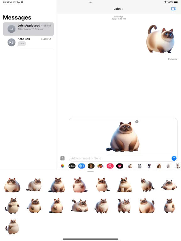 Tangkapan skrin Fat Siamese Cat Stickers iPad 