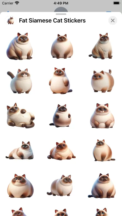 Tangkapan skrin Fat Siamese Cat Stickers