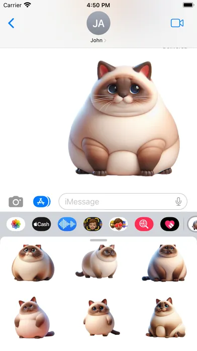 Tangkapan skrin Fat Siamese Cat Stickers