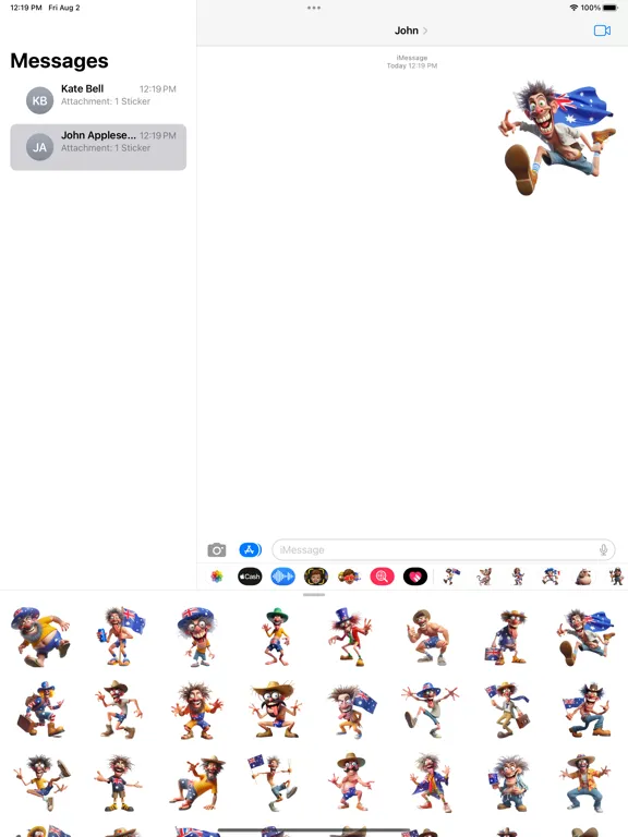 Tangkapan skrin Goofy Australian Man Stickers iPad 