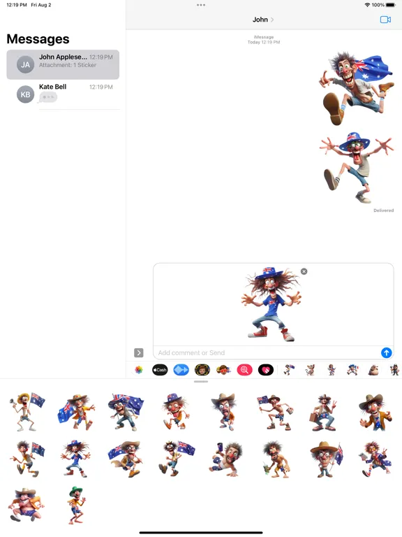 Tangkapan skrin Goofy Australian Man Stickers iPad 