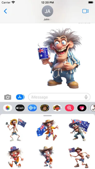 Tangkapan skrin Goofy Australian Man Stickers