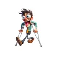 Goofy Crutches Stickers