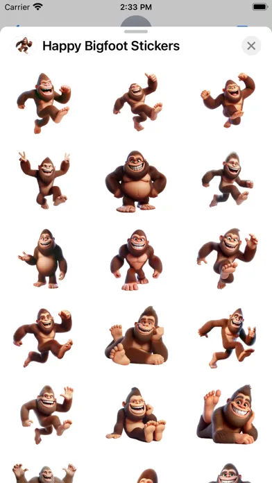 Ảnh chụp màn hình của Happy Bigfoot Stickers
