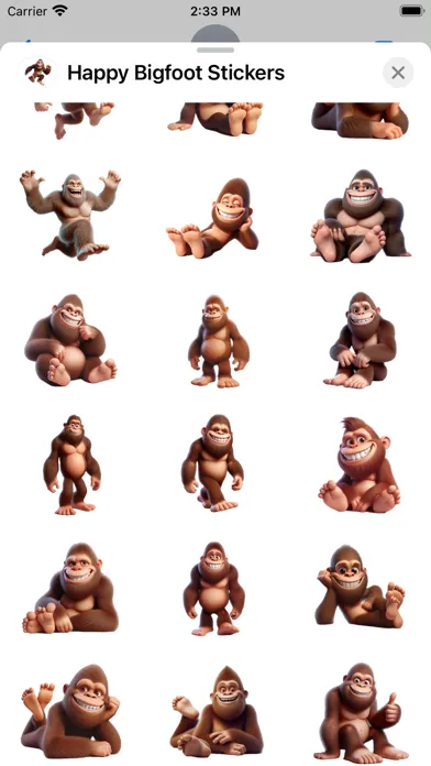 Ảnh chụp màn hình của Happy Bigfoot Stickers