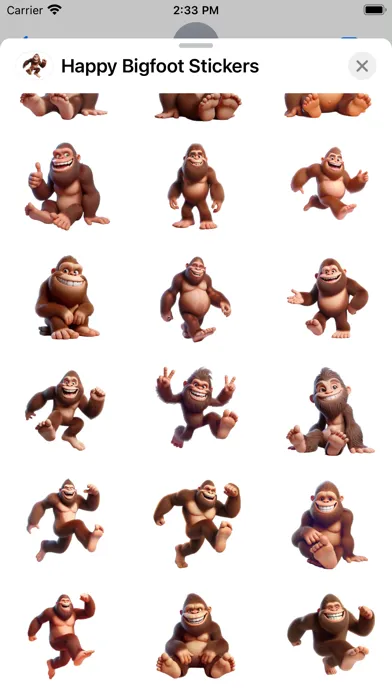 Ảnh chụp màn hình của Happy Bigfoot Stickers