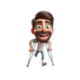 Happy Crutches Man Stickers Happy Crutches Man Stickers