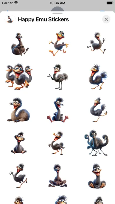 ภาพหน้าจอของ Happy Emu Stickers