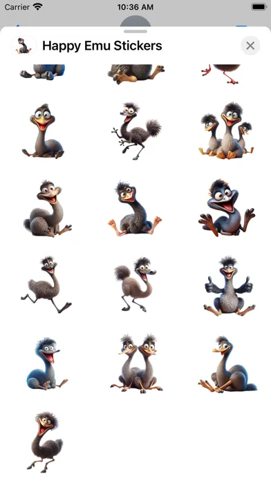 ภาพหน้าจอของ Happy Emu Stickers