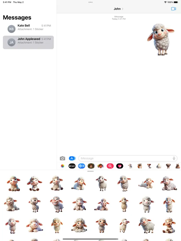 Ảnh chụp màn hình của Happy Lamb Stickers iPad 