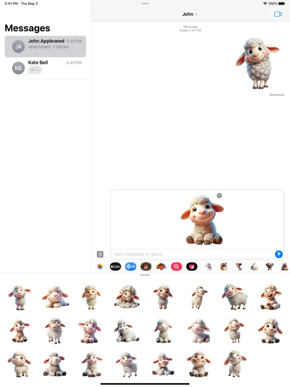Ảnh chụp màn hình của Happy Lamb Stickers iPad 