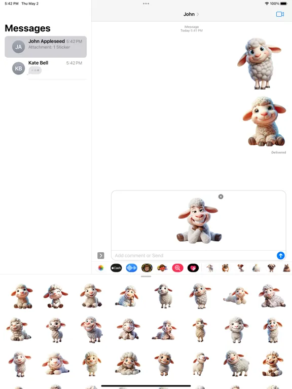 Ảnh chụp màn hình của Happy Lamb Stickers iPad 