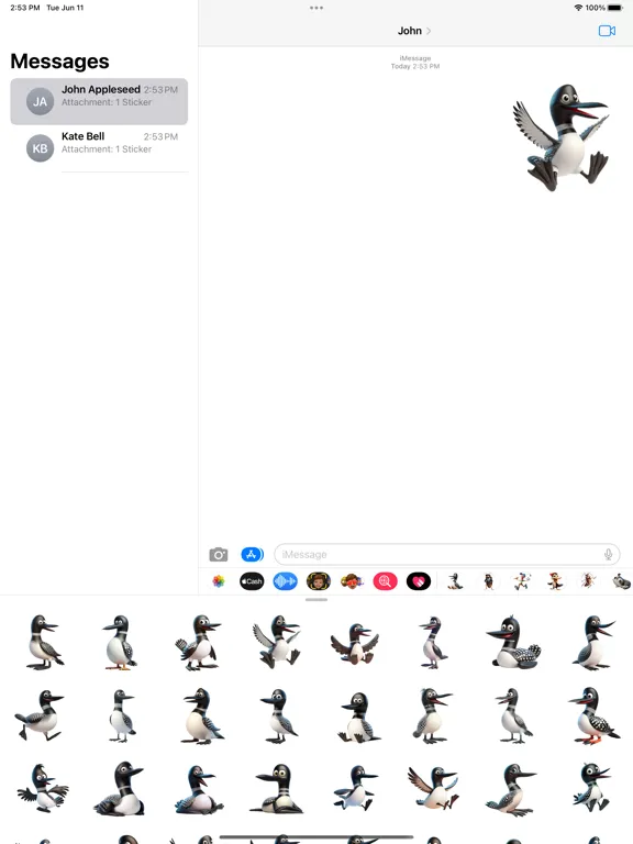 Tangkapan layar Happy Loon Stickers iPad 