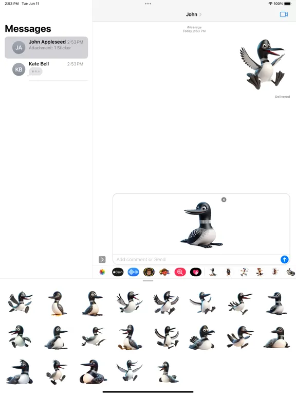 Tangkapan layar Happy Loon Stickers iPad 