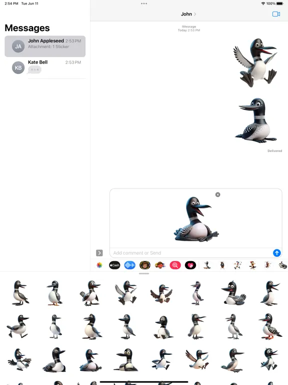 Tangkapan layar Happy Loon Stickers iPad 